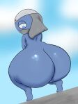  alien amphibian anthro big_butt butt crouching dororo_(sgt._frog) frog gaze_(artist) hi_res huge_butt humanoid keronian looking_back male nude sgt._frog simple_background solo thick_thighs wide_hips 