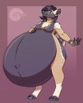  african_wild_dog anthro belly belly_inflation big_belly canid canine claire_(xausr32) female hi_res hyper hyper_belly inflation liquid_inflation mammal nude solo tswagi_slime 