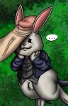  absurd_res anthro butt clothing demoniccat1 dick_on_head dungeon_reset duo fur hi_res lagomorph leporid male male/male mammal rabbit rabbit_(character) suit white_body white_fur 