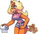  activision anthro blonde_hair bottomwear clothing crash_bandicoot_(series) fart fart_cloud fart_fetish female fur hair long_hair shorts solo tawna_bandicoot tenuousoddity toilet_paper unavailable_at_source video_games 