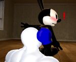  anthro big_butt big_male blush butt disney duo face_on_butt human lagomorph leporid male male/male mammal oswald_the_lucky_rabbit rabbit renajonart rubberhose scut_tail short_stack short_tail size_difference smaller_male surprised_expression thick_thighs 
