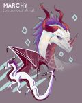  claws dragon female feral hi_res horn marchy_(nuree_art) nuree_art purple_body purple_eyes red_body red_horn scalie simple_background solo spikes western_dragon white_body wings 