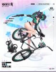  1girl artist_request bangs bare_legs bicycle bicycle_helmet bike_shorts black_footwear black_hair black_shorts breasts character_name cleavage closed_mouth collarbone copyright_name cycling_uniform damaged drone english_text famae_saf full_body girls&#039;_frontline gloves ground_vehicle gun helmet highres holding holding_gun holding_weapon legs long_sleeves looking_away medium_breasts medium_hair multicolored_hair navel official_alternate_costume official_art orange_gloves promotional_art riding riding_bicycle saf_(girls&#039;_frontline) shoes shorts simple_background sneakers socks solo sportswear standing stomach streaked_hair submachine_gun thighs torn_clothes twintails weapon white_socks yellow_eyes 