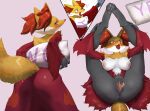  anthro breasts delphox female fur generation_6_pokemon genitals gudlmok99 hi_res legs_back nintendo pokemon pokemon_(species) pussy red_body red_fur spread_pussy spreading video_games 