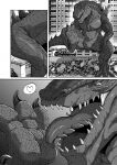  &lt;3 2022 ambiguous_gender barefoot comic featureless_crotch feet foot_fetish foot_focus foot_lick foot_play godzilla_(series) greyscale hi_res leg_focus licking macro monochrome open_mouth oral_vore raised_foot stuck_to_foot stuck_to_tongue tatugon toho tongue tongue_out vore zilla 