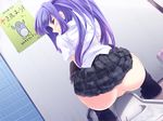  anus ass blush censored highres looking_back no_panties original purple_hair pussy solo squatting toilet toilet_use torisan 