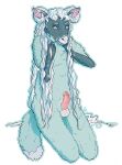  anthro balls blue_body blue_fur bovid caprine erection famir_(artist) front_view full-length_portrait fur genitals grey_body grey_eyes grey_fur hair hi_res humanoid_genitalia humanoid_penis kneeling long_hair looking_at_viewer male mammal nude penis pink_penis portrait sheep simple_background solo spots spotted_body spotted_fur wavy_hair white_background white_balls white_body white_fur white_hair white_spots wool_(fur) 