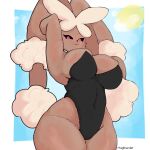  &lt;3 big_breasts blush breasts clothing female generation_4_pokemon hands_behind_head hi_res looking_at_viewer lopunny nintendo pokemon pokemon_(species) smile smiling_at_viewer solo swimwear untalmag video_games 