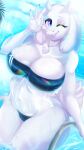  boss_monster bovid breasts caprine cleavage clothed clothing damn_lasso_tool female fur gris_swimsuit hi_res mammal meme meme_clothing one-piece_swimsuit solo swimwear thick_thighs toriel translucent translucent_clothing translucent_swimwear undertale undertale_(series) video_games white_body white_fur 