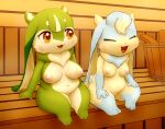  2022 anthro areola bangs belly bench big_breasts biped blue_body blue_fur blush bodily_fluids breasts bucket casual_nudity cheek_tuft chibi chubby_female container curvy_figure dewlap_(anatomy) digital_media_(artwork) duo exposed_breasts facial_tuft female floppy_ears fupa fur green_body green_fur hair hi_res kemono lagomorph leporid long_ears lop_ears mammal medium_breasts multicolored_body multicolored_fur navel nipples nude open_mouth open_smile overweight overweight_female pyritie rabbit sauna semi-anthro short short_stack sitting slightly_chubby smile social_nudity sofu_(pyritie) steam sweat swirl tan_body tan_fur thick_thighs tuft two_tone_body two_tone_fur wide_hips yellow_eyes 
