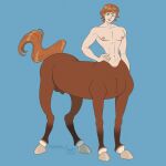  abs blue_eyes centaur equid equid_taur equine frankly-art hair hand_on_hip hooves humanoid humanoid_taur lips male mammal mammal_taur muscular muscular_male navel nipples orange_hair pecs red_hair slim small_waist solo tail_flick taur waist 