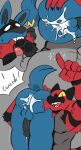  after_anal anal anthro anus balls blue_body blue_fur bodily_fluids comic cum cum_in_ass cum_inside duo erection fighting_ring fur generation_4_pokemon generation_7_pokemon genital_fluids genitals hi_res incest_(lore) incineroar knightferret lucario male male/male muscular muscular_anthro muscular_male nintendo nipples one_eye_closed oral pecs penis pokemon pokemon_(species) red_body red_fur video_games wink 