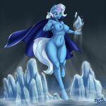  2022 5_fingers anthro areola artist_name breasts brushstroke digital_media_(artwork) equid equine eyebrows eyelashes female fingers friendship_is_magic genitals hasbro hi_res horn ice mammal my_little_pony nipples pussy solo trixie_(mlp) unicorn 