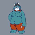  2022 anthro belly big_belly black_nose bottomwear cattanooga_cats clothing domestic_cat felid feline felis groove_(cattanooga_cats) hanna-barbera humanoid_hands male mammal moobs navel nipples overweight overweight_male pants ryokun simple_background solo 