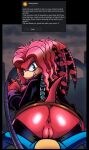  absurd_res anthro anus archie_comics belt big_breasts blue_body blush blush_lines bottomwear bottomwear_down breasts butt clothed clothing countershading curious_cat cybernetics deegee dominant dominant_female dreadlocks duo echidna eulipotyphlan eyelashes female first_person_view fur genitals glistening glistening_body hair hedgehog hi_res leather leather_bottomwear leather_clothing leather_pants leather_topwear lien-da looking_at_viewer looking_back machine male male/female mammal monotreme open_mouth pants pants_down partially_clothed pink_hair presenting presenting_hindquarters pussy rear_view red_body red_fur sega sharp_teeth signature simple_background smile solo sonic_the_hedgehog sonic_the_hedgehog_(archie) sonic_the_hedgehog_(comics) sonic_the_hedgehog_(series) tan_body tan_countershading teeth topwear whip 