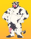  anthro balls bovid bovine cattle genitals hands_on_hips hi_res looking_at_viewer male mammal musclegut nipples notsafeforroyer nude penis slightly_chubby solo 