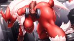  anthro blaziken breasts butt dumbbell exercise female generation_3_pokemon hi_res kawfee multicolored_body nintendo nipples nude pokemon pokemon_(species) solo two_tone_body video_games weightlifting weights workout 