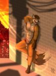  anthro canid canine canis erection fox genitals hi_res humanoid_genitalia humanoid_penis hybrid male male/male mammal muscular muscular_anthro muscular_male naked_in_public nude penis richart_(richartwf) sensual solo unknown_artist wolf 