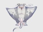  :3 anthro anus batoid big_man_(splatoon) blush canned_mackerel_(pixiv) claspers embarrassed erection fish genitals grey_body hi_res humor male manta_ray marine nintendo penis solo speckled_body splatoon stingray text video_games 