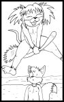  anthro biped broom canid canine cleaning_tool defying_gravity duo female female/female flat_chested flying fox hair in_awe mammal monochrome murid murine navel nipples nude nudist pigtails rat reddragonkan rodent short_hair traditional_media_(artwork) 