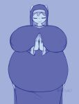  animated anthro belly big_belly big_breasts breasts bumpywish creature_inside female huge_breasts nun praying pregnant short_playtime solo 