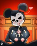  absurd_res anthro big_breasts bodily_fluids breast_play breasts bukkake cranebear cum cum_in_mouth cum_inside cum_on_face cumshot disney duo ejaculation female genital_fluids hi_res male male/female mickey_mouse minnie_mouse sex slave titfuck tongue 