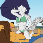  1:1 2022 anthro beach bikini bird_dog bite biting_lip bodily_fluids brown_hair canid canine canis cesilia_(pencilsdgr) clothing digital_media_(artwork) domestic_dog duo felid feline female fur genital_fluids genitals golden_retriever grey_eyes grin grinding hair hi_res humping hunting_dog licking licking_lips male male/female mammal pantherine pencilsdgr penis precum public retriever riding ring ring_(jewelry) sand sea seaside smile snow_leopard spots stripes swimwear tongue tongue_out towel umbrella water white_body white_eyes white_fur white_hair yellow_body yellow_fur zach_pentz 