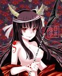  breasts hannya highres hinomoto_oniko hoozuki_shia horns large_breasts long_hair nipples oni_mask original solo tattoo 