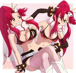  2girls boots cleavage conjoined crackspider multi_breast red_hair scarf tengen_toppa_gurren-lagann twins underboob yellow_eyes yoko_ritona 