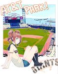  america arm_support at&amp;t_park bad_id bad_pixiv_id baseball baseball_stadium boat brown_hair ekao green_eyes highres hood hoodie idolmaster idolmaster_(classic) major_league_baseball san_francisco_giants short_shorts shorts sitting socks solo sport stadium takatsuki_yayoi twintails watercraft 