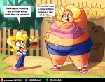  activision anthro bandicoot belly coco_bandicoot crash_bandicoot_(series) duo female female/female fur hi_res lolwutburger mammal marsupial navel overweight tawna_bandicoot text video_games weight_gain 