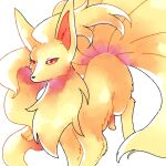  ambiguous_gender black_nose canid canine colored digital_media_(artwork) feral fluffy fluffy_chest fluffy_tail front_view fur generation_1_pokemon head_tuft hi_res kemono mammal monotone_body monotone_ears monotone_fur monotone_tail multi_tail ninetales nintendo no_sclera ohayou_milk pokemon pokemon_(species) portrait pupils quadruped red_eyes red_inner_ear red_pupils shaded simple_background snout solo standing three-quarter_portrait three-quarter_view tuft video_games white_background yellow_body yellow_ears yellow_fur yellow_tail 
