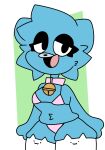  anthro bell bell_collar bikini bikini_bottom bikini_top blue_body blue_fur breasts cartoon_network clothed clothing collar domestic_cat felid feline felis female fur hi_res leftyfornsfw leggings legwear looking_at_viewer mammal mature_anthro mature_female nicole_watterson open_mouth simple_background smile solo swimwear the_amazing_world_of_gumball tongue 