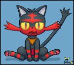  animal_genitalia animal_penis black_body blue_background erection feline_penis feral gau_(artist) generation_7_pokemon genitals litten male nintendo open_mouth pawpads paws penis pokemon pokemon_(species) red_body simple_background solo spore_(litten) spread_legs spreading video_games yellow_eyes 