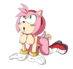  accessory amy_rose anthro balls black_nose bodily_fluids boots bracelet breasts clothed clothing colored cum duo eulipotyphlan female footwear genital_fluids genitals gloves green_eyes handwear hedgehog hi_res human jewelry looking_up male male/female mammal neo_x6 nipples partially_clothed penetration penis pink_body sega sex simple_background sonic_the_hedgehog_(series) 