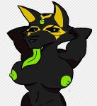  anthro anubian_jackal breasts canid canine canis digital_drawing_(artwork) digital_media_(artwork) female green green_eyes humanoid jackal mammal pats shaded soldermight(artist) solo tongue tongue_out 