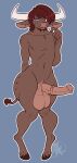  anthro bovid bovine brown_body brown_fur european_mythology fur genitals greek_mythology hi_res invalid_tag male mammal minotaur mythology penis solo spamjamz 