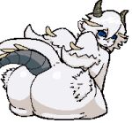  ambiguous_gender animated anthro big_butt blue_eyes bouncing_butt buster_whelp_of_the_destruction_swordsman butt commonbleat dragon duel_monster fur furred_dragon horn huge_butt looking_at_viewer looking_back low_res solo thumbnail white_body white_fur wings yu-gi-oh! 