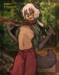  anthro blep clothed clothing clothing_lift collar female female_focus hi_res leash leash_pull midriff nipple_piercing nipples parche_(puppyemonade) piercing puppyemonade shirt shirt_lift solo tongue tongue_out topwear 
