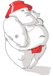  2022 anommyself anthro asian_clothing belly big_belly clothing east_asian_clothing fundoshi ghibli hat headgear headwear hi_res japanese_clothing male moobs nipples overweight overweight_male radish_spirit red_clothing red_fundoshi red_underwear simple_background solo spirited_away underwear 