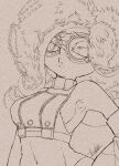  1girl bare_shoulders big_hair breasts furrowed_brow goggles half-closed_eyes isamu-ki_(yuuki) jewelry lips long_hair medium_breasts navel neck_ring no_bra pursed_lips sideboob solo splatoon_(series) splatoon_3 takozonesu tentacle_hair 