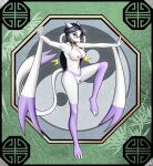  2016 3_toes 5_fingers anthro black_hair black_nose blackorb00 breasts claws collar eyewear feet female fingers fur generation_5_pokemon genitals glasses hair hi_res hindpaw humanoid_hands looking_at_viewer martial_arts mienshao navel nintendo nipples nude on_one_leg paws pokemon pokemon_(species) pokemorph pose pubes pussy raised_foot red_eyes solo spread_arms standing survival_of_the_fittest toe_claws toes video_games white_body white_fur xiu_bai_jiang yin_yang 