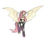  absurd_res bat_pony bat_wings clothing digital_media_(artwork) ear_piercing equid eyebrow_piercing eyelashes facial_piercing fangs female feral fishnet fishnet_legwear flutterbat_(mlp) fluttershy_(mlp) forked_tongue friendship_is_magic hair hasbro hi_res jewelry legwear lip_piercing mammal membrane_(anatomy) membranous_wings my_little_pony necklace open_mouth piercing pink_hair pink_tail qhsg3 red_eyes sharp_teeth simple_background spread_wings teeth tongue tongue_piercing white_background wing_claws wings yellow_body 