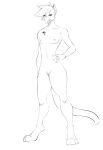  alicia_lombardi anthro avian bird breasts domestic_cat falcon falconid fan_character felid feline felis female genitals hand_on_hip hi_res hybrid looking_at_viewer mammal mike202112 nintendo nipples nude pussy small_breasts solo star_fox tattoo video_games 