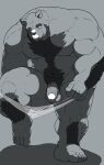  2_horns 5_fingers 5_toes anthro arm_hair balls bent_over biceps big_muscles body_hair chest_tuft clothing contrast dendoro facial_hair feet fingers fur genitals greyscale hairy hi_res horn humanoid_feet humanoid_genitalia humanoid_hands humanoid_penis leaning leaning_forward leg_hair looking_down male mammal monochrome mostly_nude musclegut muscular nipples nude pecs penis pubes rhinocerotoid shadow sideburns solo toes triceps tuft underwear undressing 