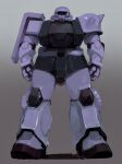  clenched_hands gradient gradient_background gundam highres mecha mobile_suit mobile_suit_gundam no_humans rintaro_komori robot science_fiction shoulder_spikes solo spikes standing straight-on zaku_ii zeon 