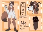  andre_(gamesfan) anthro blue_eyes brown_body brown_fur brown_hair brown_tail canid canine canis character_name claws coyote dark_body dark_fur dark_tail fur gamesfan hair leg_markings mammal markings model_sheet multicolored_body multicolored_fur pawpads paws signature socks_(marking) solo two_tone_body two_tone_fur two_tone_tail white_body white_fur 