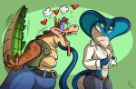  &lt;3 activision anthro clothing crash_bandicoot_(series) dingodile duo female green_background hybrid hypnosis hypnotic_eyes keona_ramos keona_tempt male male/female mind_control reptile scalie simple_background snake undressing video_games 