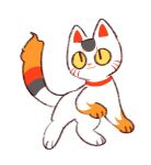  ambiguous_gender asnnonaka black_body closed_smile domestic_cat felid feline felis feral full-length_portrait grey_body looking_up mammal mouth_closed orange_body portrait red_inner_ear simple_background simple_eyes solo unsigned white_background white_body white_ears 
