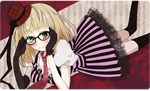  bad_id bad_pixiv_id blush character_request copyright_request dress glasses jewelry lace lying mikipa necklace necktie solo thighhighs 